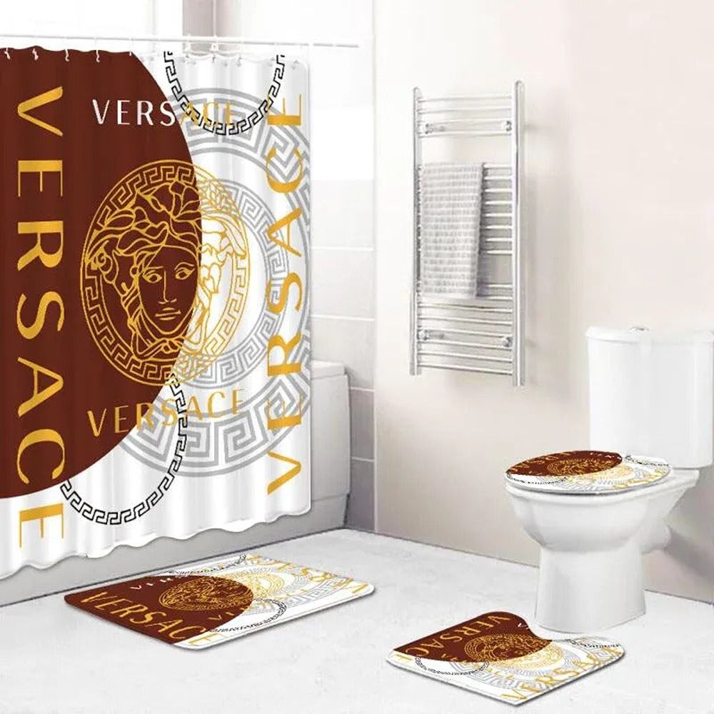 Versace Pattern in White Red Background Bathroom Accessories Set 035 Versace Pattern in White Red Background Bathroom Accessories Set 035