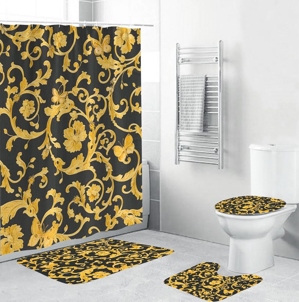 Baroque Pattern Versace Shower Curtain Set 001 Baroque Pattern Versace Shower Curtain Set 001