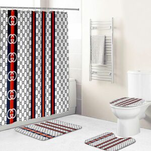 White Black Red Gucci Shower Curtain 056