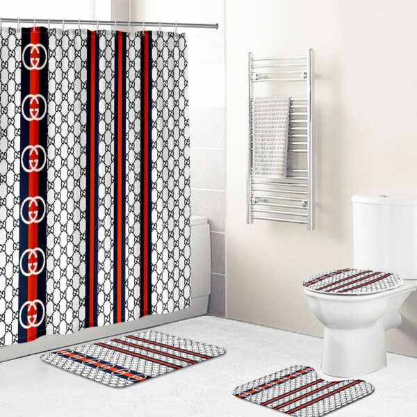 White Black Red Gucci Shower Curtain 056