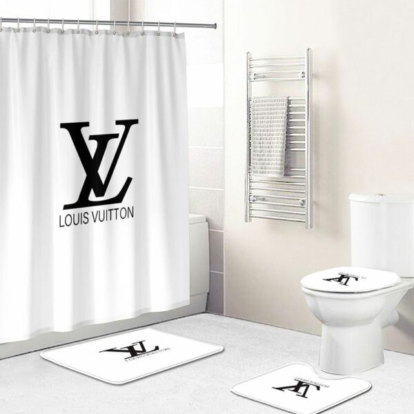 Shower Curtains Louis Vuitton Black And White Full Bathroom Sets 077