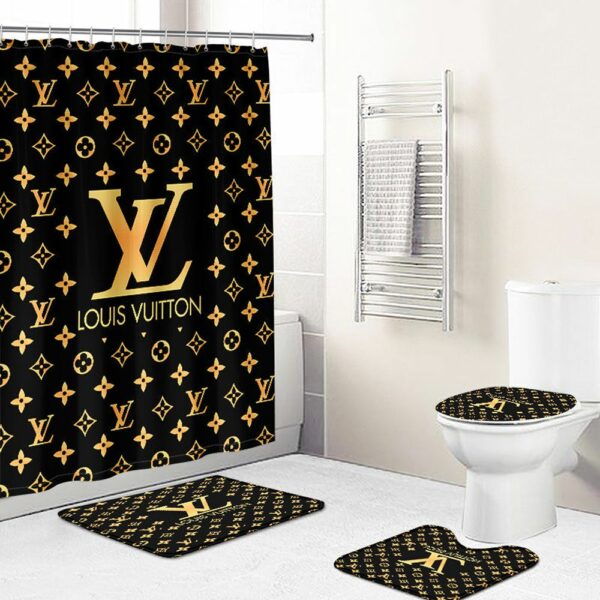Shower Curtains Louis Vuitton Beige Brown Full Bathroom Sets 074