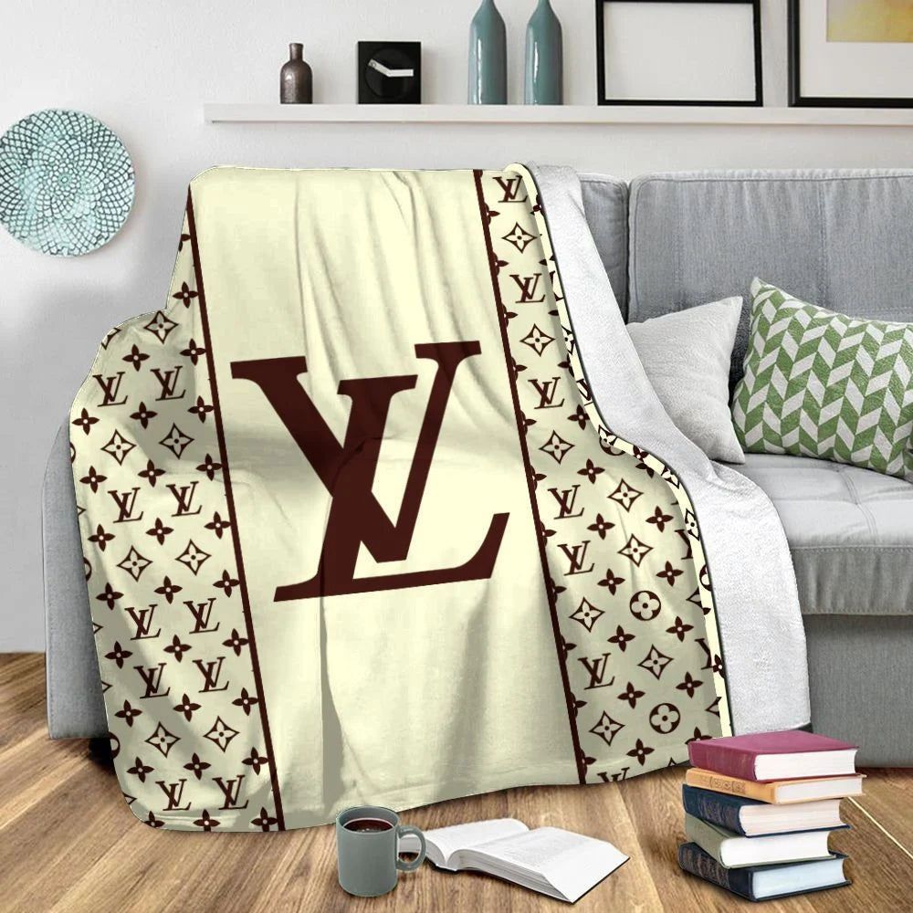 Yellow Brown Logo Louis Vuitton Blanket 060 Yellow Brown Logo Louis Vuitton Blanket 060