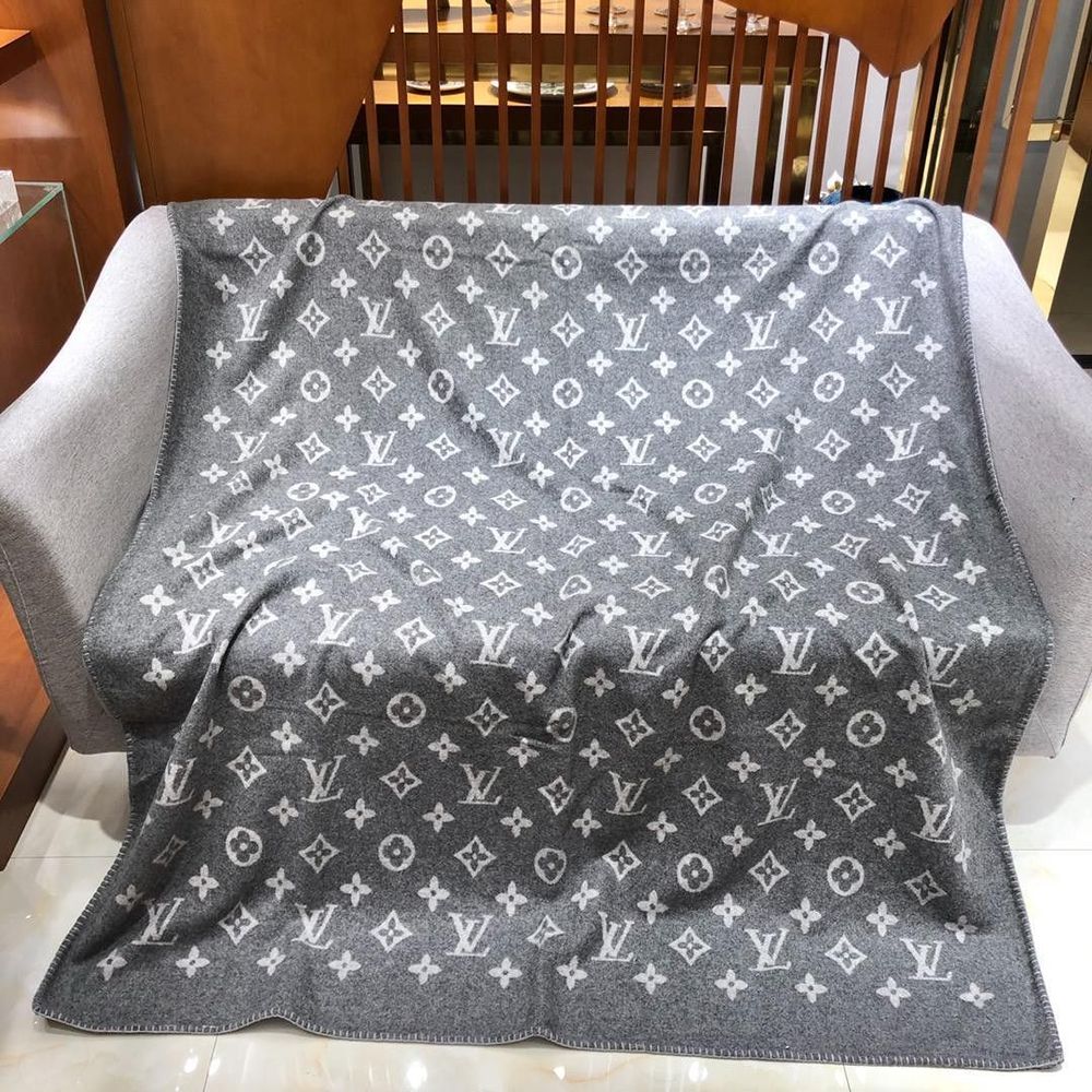 White Gray Louis Vuitton Blanket 058 White Gray Louis Vuitton Blanket 058