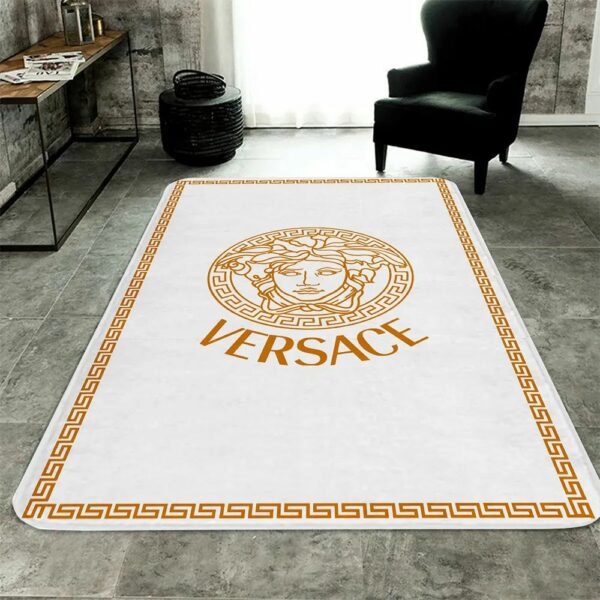 White Golden Versace Living Room Carpet And Rug 059