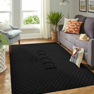 Black Logo Gucci Living Room Carpet And Rug 007