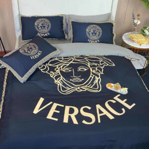 Luxury Brand Versace Logo Blue Bedding Sets 002 Luxury Brand Versace Logo Blue Bedding Sets 002