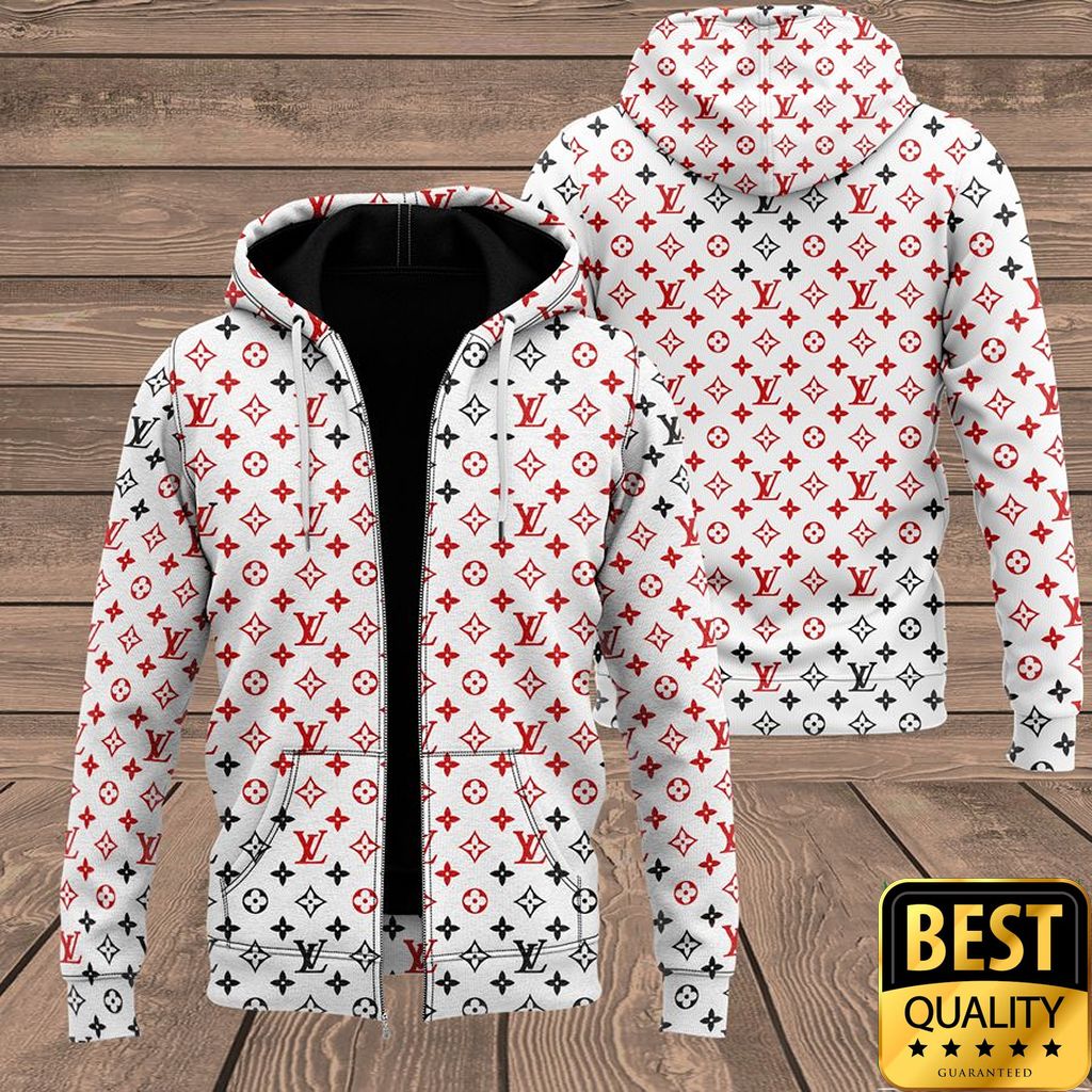 Luxury Louis Vuitton White With Black And Red Monogram 3D Shirt And Pants 177 Luxury Louis Vuitton White With Black And Red Monogram 3D Shirt And Pants 177