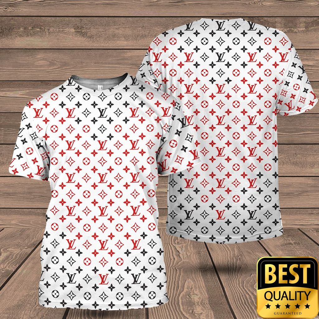 Luxury Louis Vuitton White With Black And Red Monogram 3D Shirt And Pants 177 Luxury Louis Vuitton White With Black And Red Monogram 3D Shirt And Pants 177