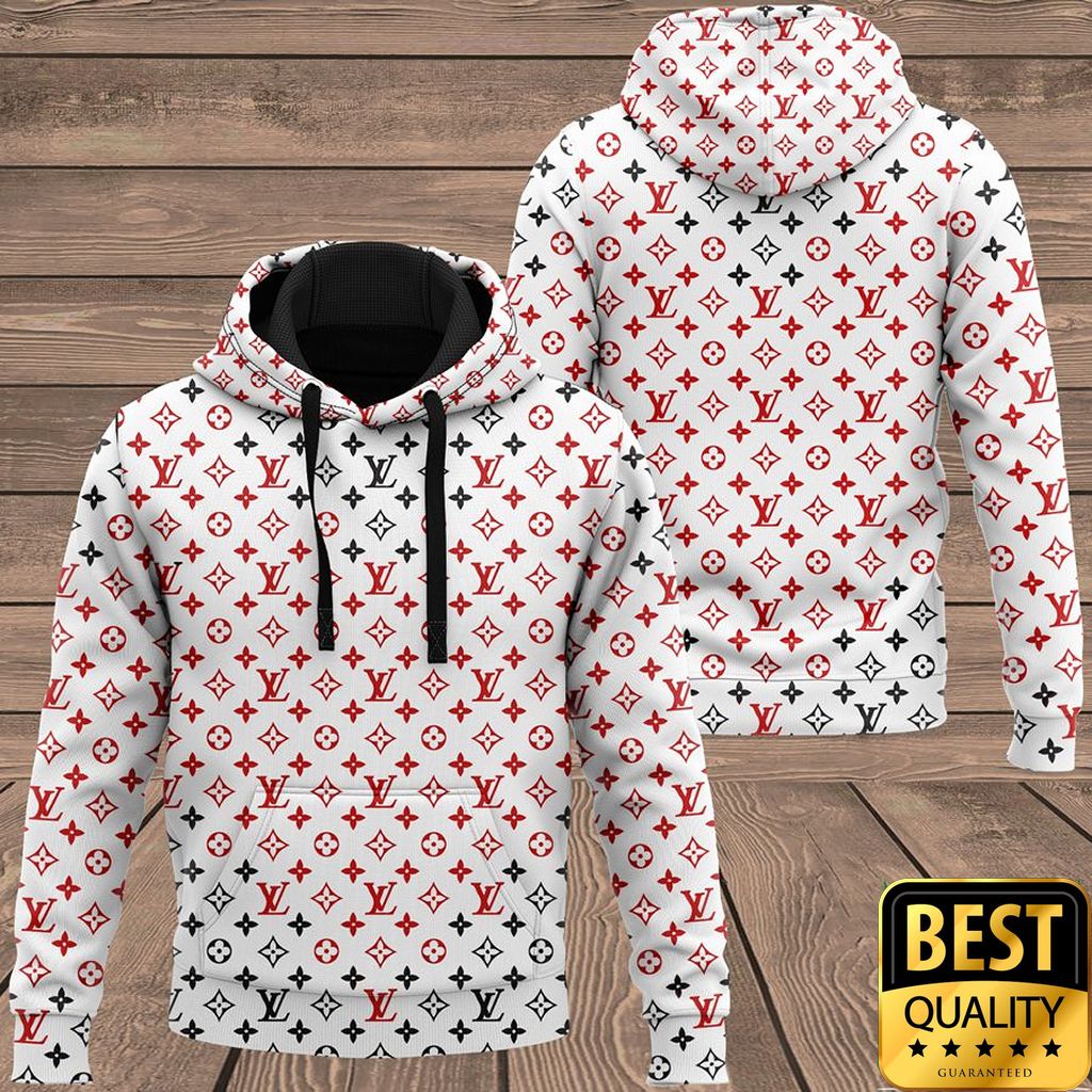 Luxury Louis Vuitton White With Black And Red Monogram 3D Shirt And Pants 177 Luxury Louis Vuitton White With Black And Red Monogram 3D Shirt And Pants 177