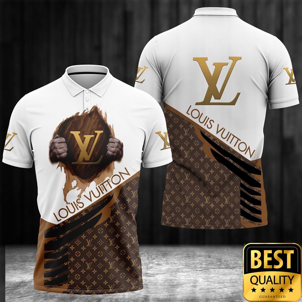 Luxury Louis Vuitton White And Brown With Hand Holding Brand Logo And Name 3D Shirt 175 Luxury Louis Vuitton White And Brown With Hand Holding Brand Logo And Name 3D Shirt 175