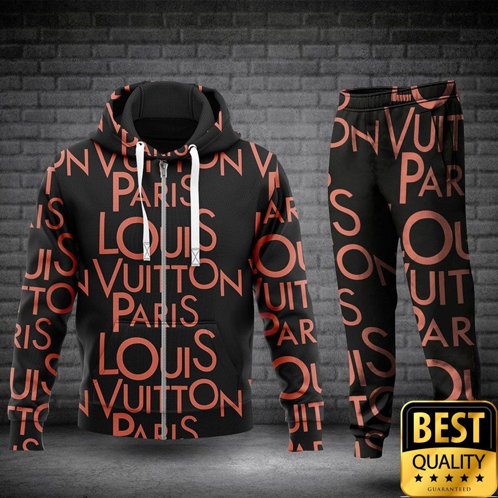 Luxury Louis Vuitton Paris Black With Red Brand Name 3D Shirt And Pants 172 Luxury Louis Vuitton Paris Black With Red Brand Name 3D Shirt And Pants 172