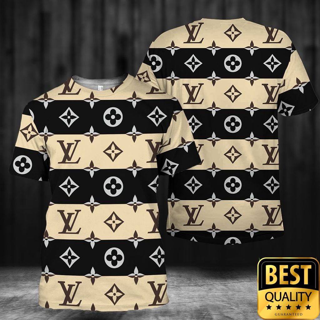 Luxury Louis Vuitton Light Yellow And Black Interleaved Pattern 3D Shirt And Pants 170 Luxury Louis Vuitton Light Yellow And Black Interleaved Pattern 3D Shirt And Pants 170