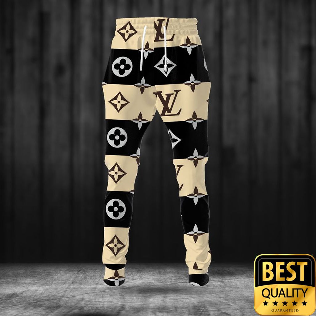 Luxury Louis Vuitton Light Yellow And Black Interleaved Pattern 3D Shirt And Pants 170 Luxury Louis Vuitton Light Yellow And Black Interleaved Pattern 3D Shirt And Pants 170