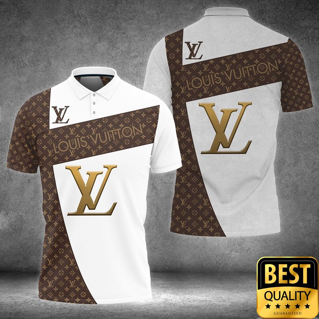Luxury Louis Vuitton Light Brown And White With Central Logo Pattern 3D Shirt 169 Luxury Louis Vuitton Light Brown And White With Central Logo Pattern 3D Shirt 169