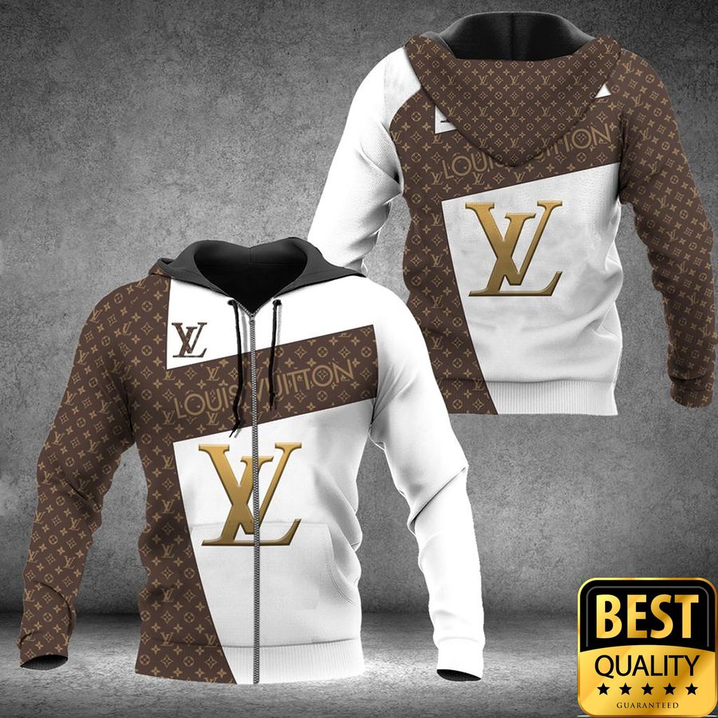 Luxury Louis Vuitton Light Brown And White With Central Logo Pattern 3D Shirt 169 Luxury Louis Vuitton Light Brown And White With Central Logo Pattern 3D Shirt 169