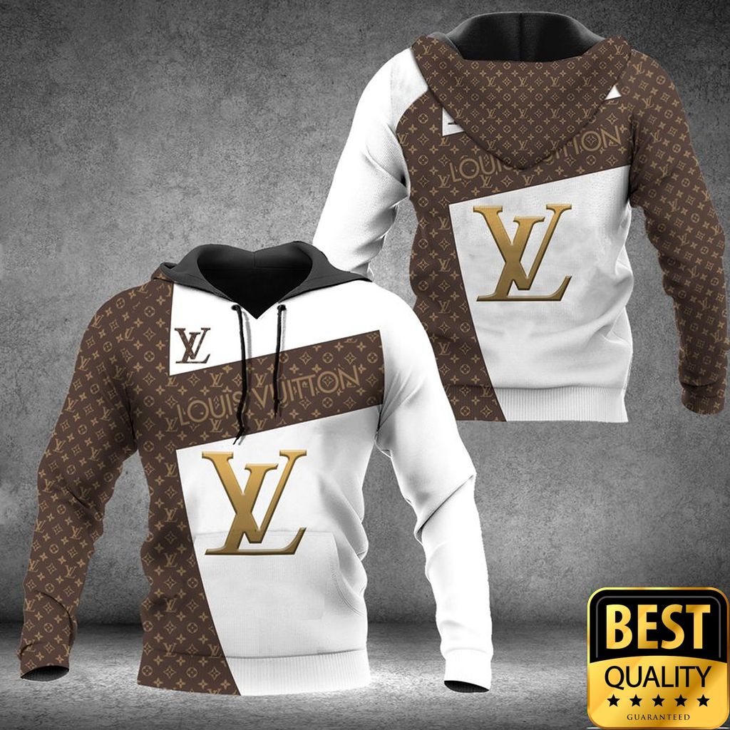 Luxury Louis Vuitton Light Brown And White With Central Logo Pattern 3D Shirt 169 Luxury Louis Vuitton Light Brown And White With Central Logo Pattern 3D Shirt 169