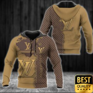 Luxury Louis Vuitton Light and Dark Brown with Big Color Splatters and Logo 3D Shirt 2