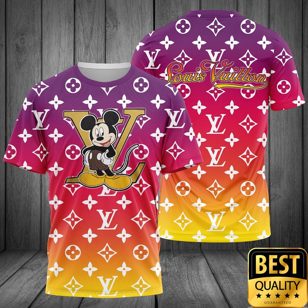 Luxury Louis Vuitton Hologram Color Monogram Pattern And Mickey 3D Shirt And Pants 166 Luxury Louis Vuitton Hologram Color Monogram Pattern And Mickey 3D Shirt And Pants 166