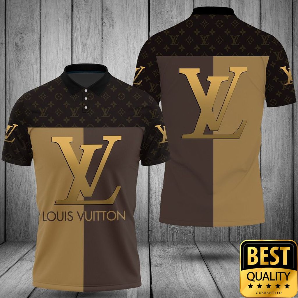 Luxury Louis Vuitton Half Dark Half Light Brown With Logos 3D Shirt And Pants 165 Luxury Louis Vuitton Half Dark Half Light Brown With Logos 3D Shirt And Pants 165
