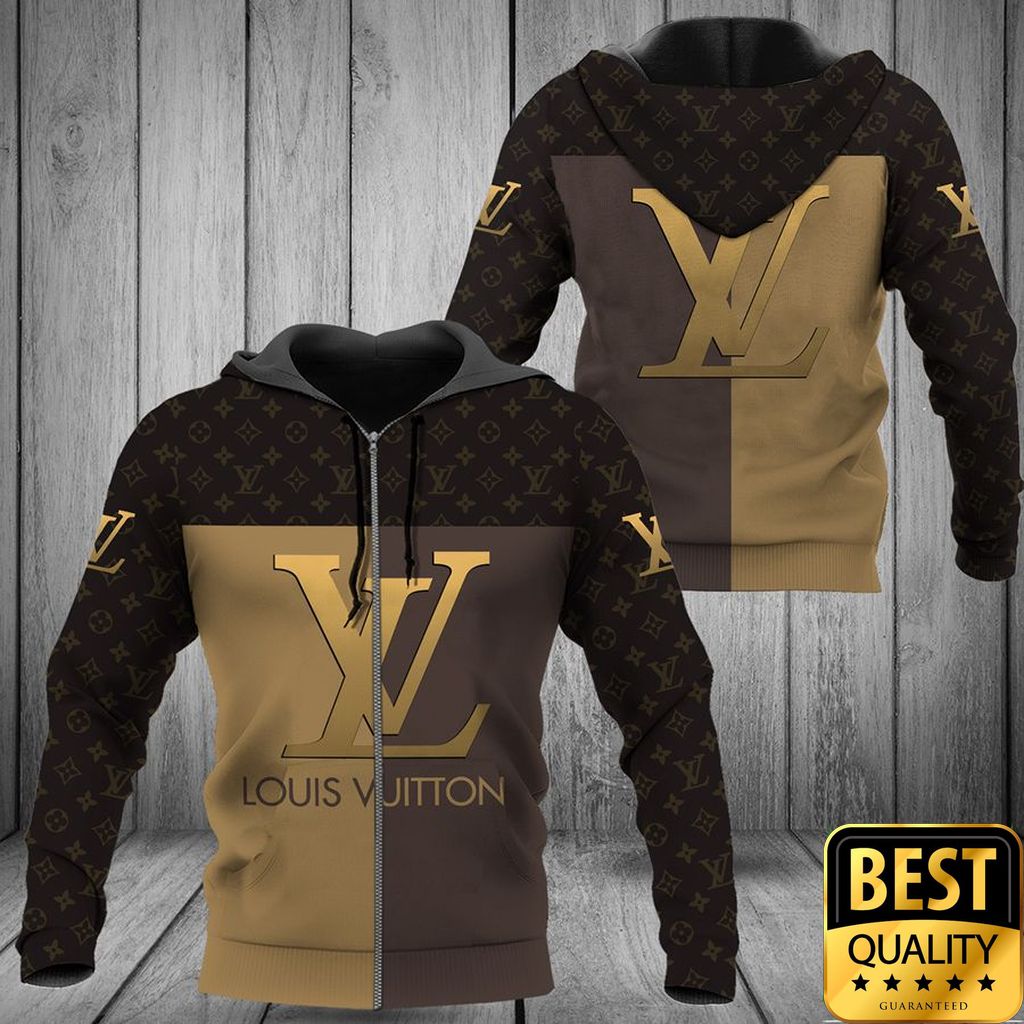 Luxury Louis Vuitton Half Dark Half Light Brown With Logos 3D Shirt And Pants 165 Luxury Louis Vuitton Half Dark Half Light Brown With Logos 3D Shirt And Pants 165