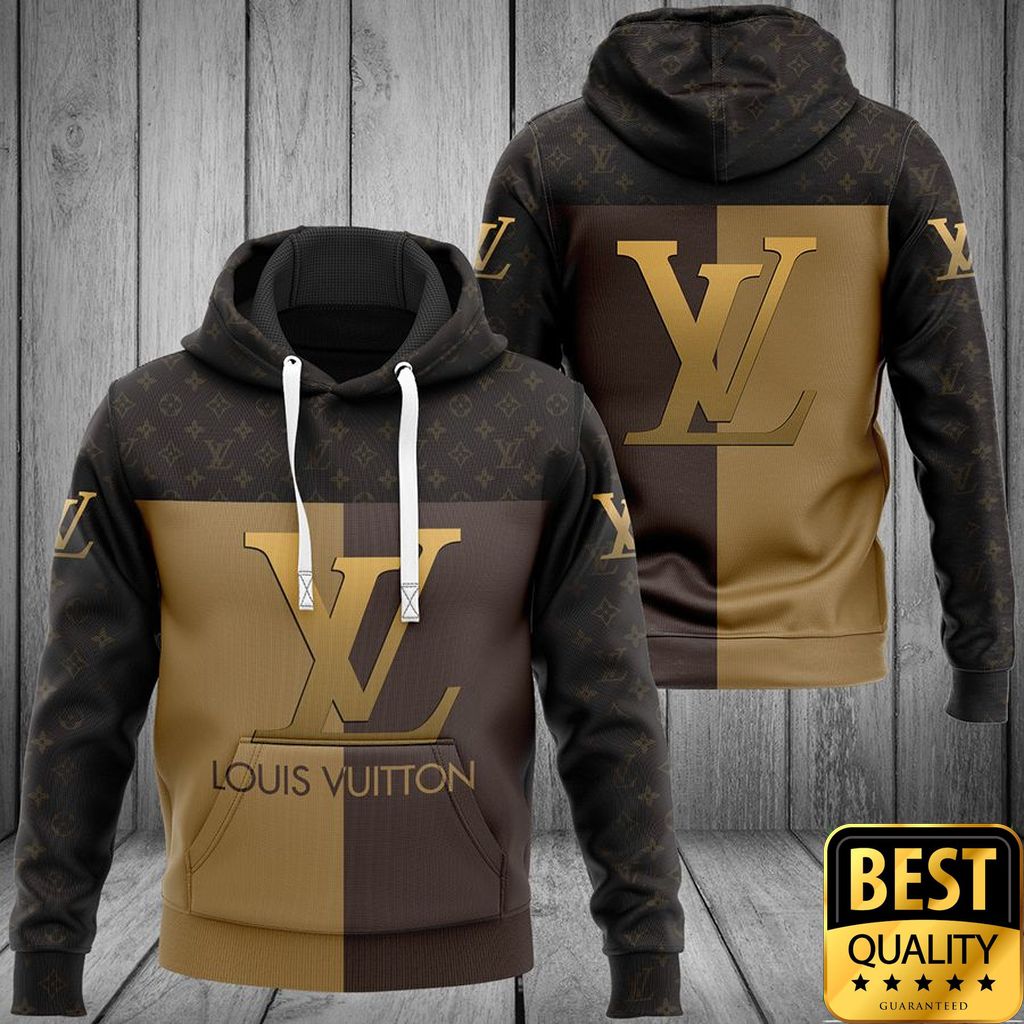 Luxury Louis Vuitton Half Dark Half Light Brown With Logos 3D Shirt And Pants 165 Luxury Louis Vuitton Half Dark Half Light Brown With Logos 3D Shirt And Pants 165