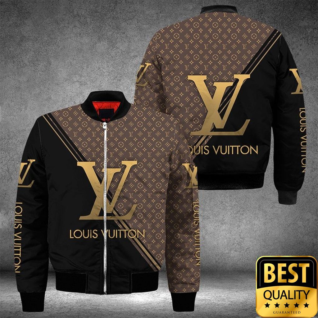 Luxury Louis Vuitton Half Black Half Brown Yellow Diagonal Lines 3D Shirt 164 Luxury Louis Vuitton Half Black Half Brown Yellow Diagonal Lines 3D Shirt 164