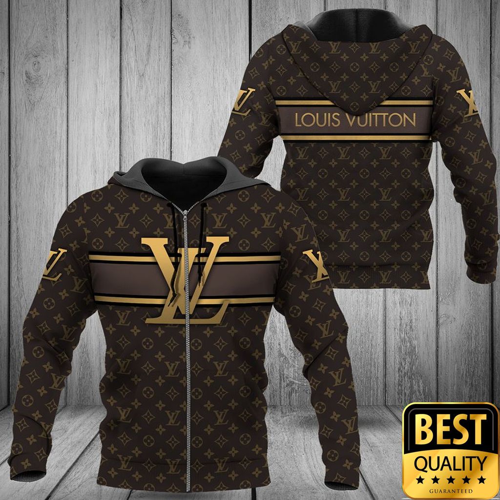 Luxury Louis Vuitton Dark Brown Monogram Canvas With Big Gold Logo In Center 3D Shirt 160 Luxury Louis Vuitton Dark Brown Monogram Canvas With Big Gold Logo In Center 3D Shirt 160