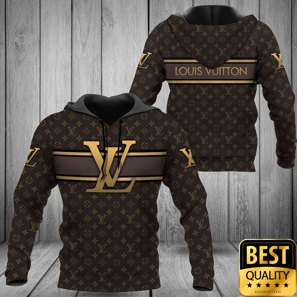 Luxury Louis Vuitton Dark Brown Monogram Canvas With Big Gold Logo In Center 3D Shirt 160 Luxury Louis Vuitton Dark Brown Monogram Canvas With Big Gold Logo In Center 3D Shirt 160