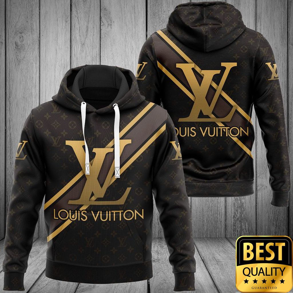 Luxury Louis Vuitton Dark Brown With Gold Diagonal Lines 3D Shirt And Pants 161 Luxury Louis Vuitton Dark Brown With Gold Diagonal Lines 3D Shirt And Pants 161