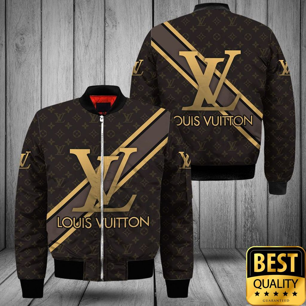 Luxury Louis Vuitton Dark Brown With Gold Diagonal Lines 3D Shirt And Pants 161 Luxury Louis Vuitton Dark Brown With Gold Diagonal Lines 3D Shirt And Pants 161