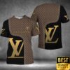 Luxury Louis Vuitton Dark Brown And Black Monogram Canvas Pattern 3D Shirt 158