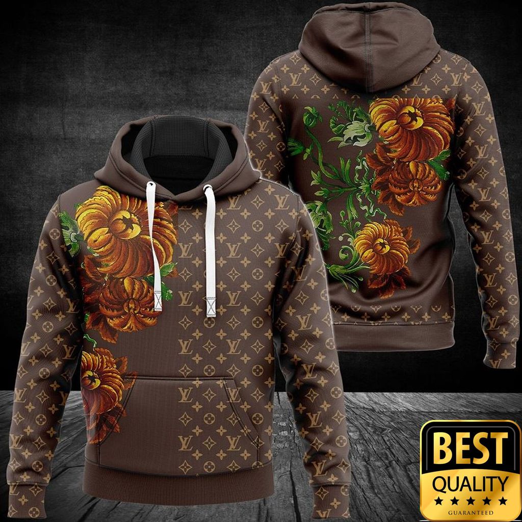 Luxury Louis Vuitton Brown Monogram Pattern With Flowers 3D Shirt 151 Luxury Louis Vuitton Brown Monogram Pattern With Flowers 3D Shirt 151