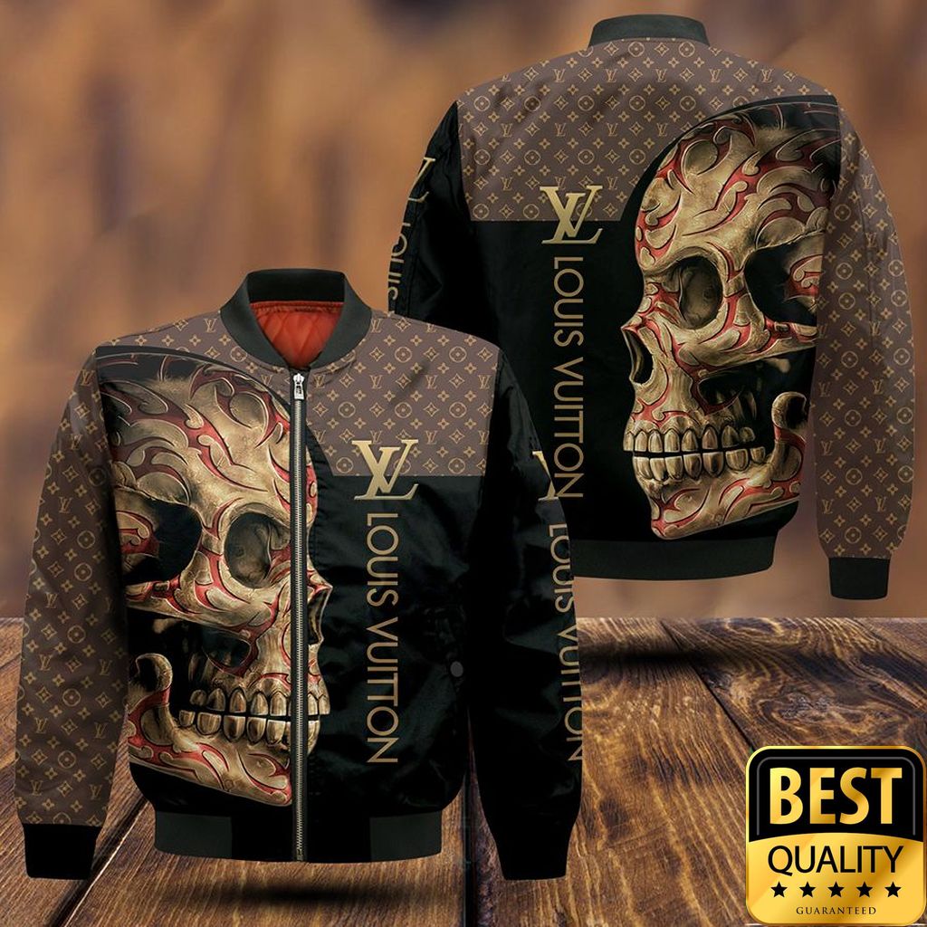 Luxury Louis Vuitton Brown And Black With Skull On The Right 3D Shirt 149 Luxury Louis Vuitton Brown And Black With Skull On The Right 3D Shirt 149