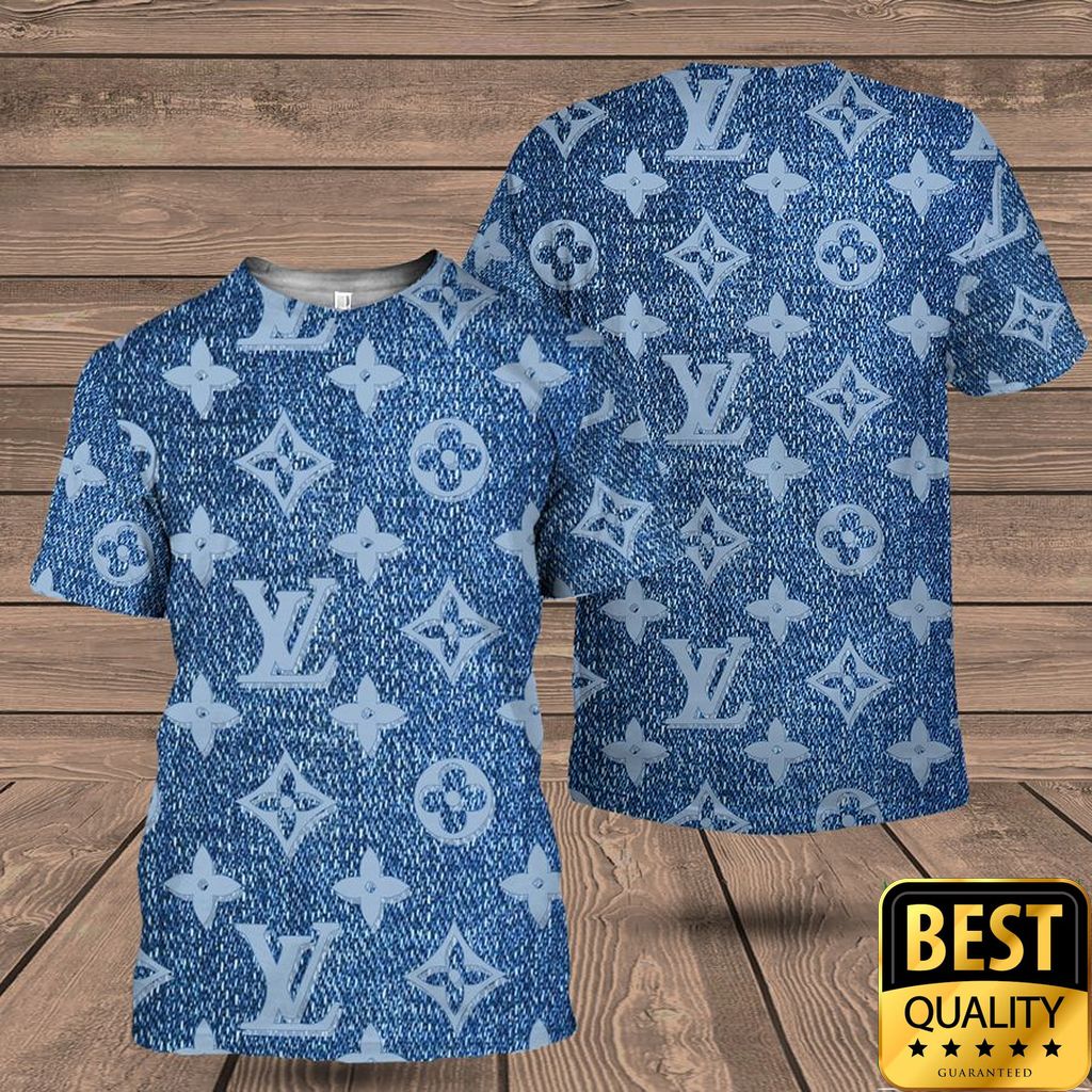 Luxury Louis Vuitton Blue With Monogram Denim Pattern Logo 3D Shirt And Pants 148 Luxury Louis Vuitton Blue With Monogram Denim Pattern Logo 3D Shirt And Pants 148