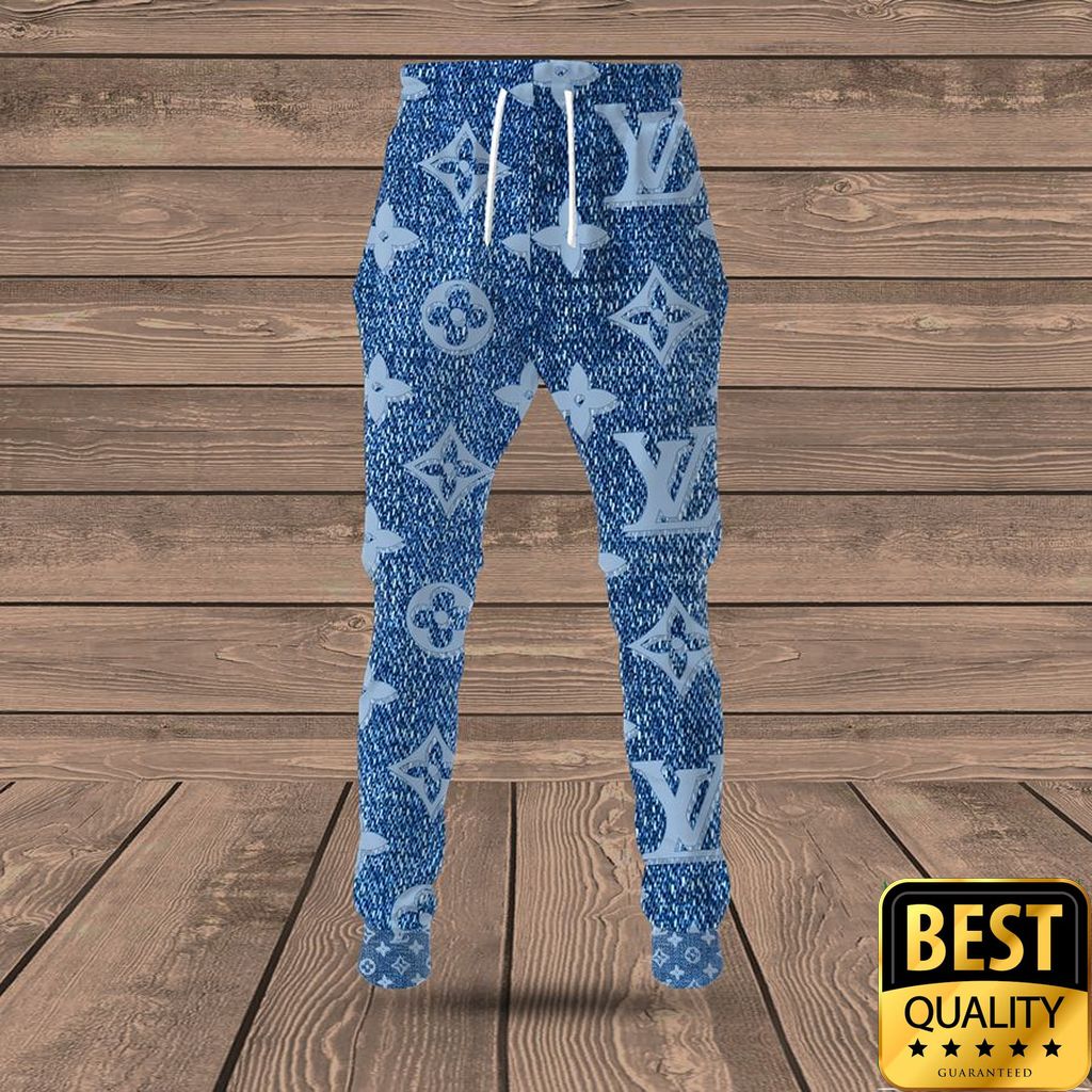 Luxury Louis Vuitton Blue With Monogram Denim Pattern Logo 3D Shirt And Pants 148 Luxury Louis Vuitton Blue With Monogram Denim Pattern Logo 3D Shirt And Pants 148