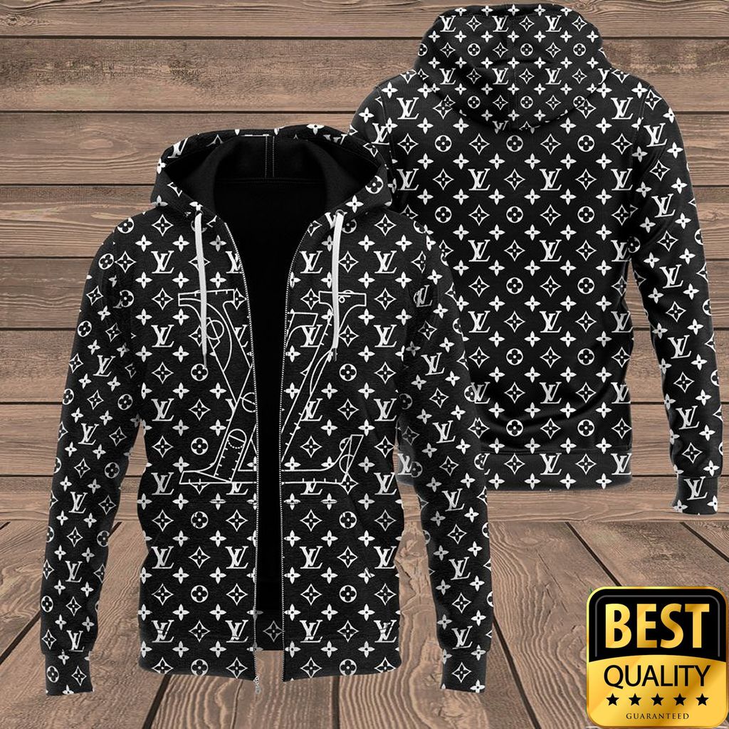 Luxury Louis Vuitton Black With Multiple Small White Logos 3D Shirt And Pants 146 Luxury Louis Vuitton Black With Multiple Small White Logos 3D Shirt And Pants 146