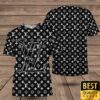 Luxury Louis Vuitton Black With Multiple Small White Logos 3D Shirt And Pants 146 Luxury Louis Vuitton Black With Multiple Small White Logos 3D Shirt And Pants 146