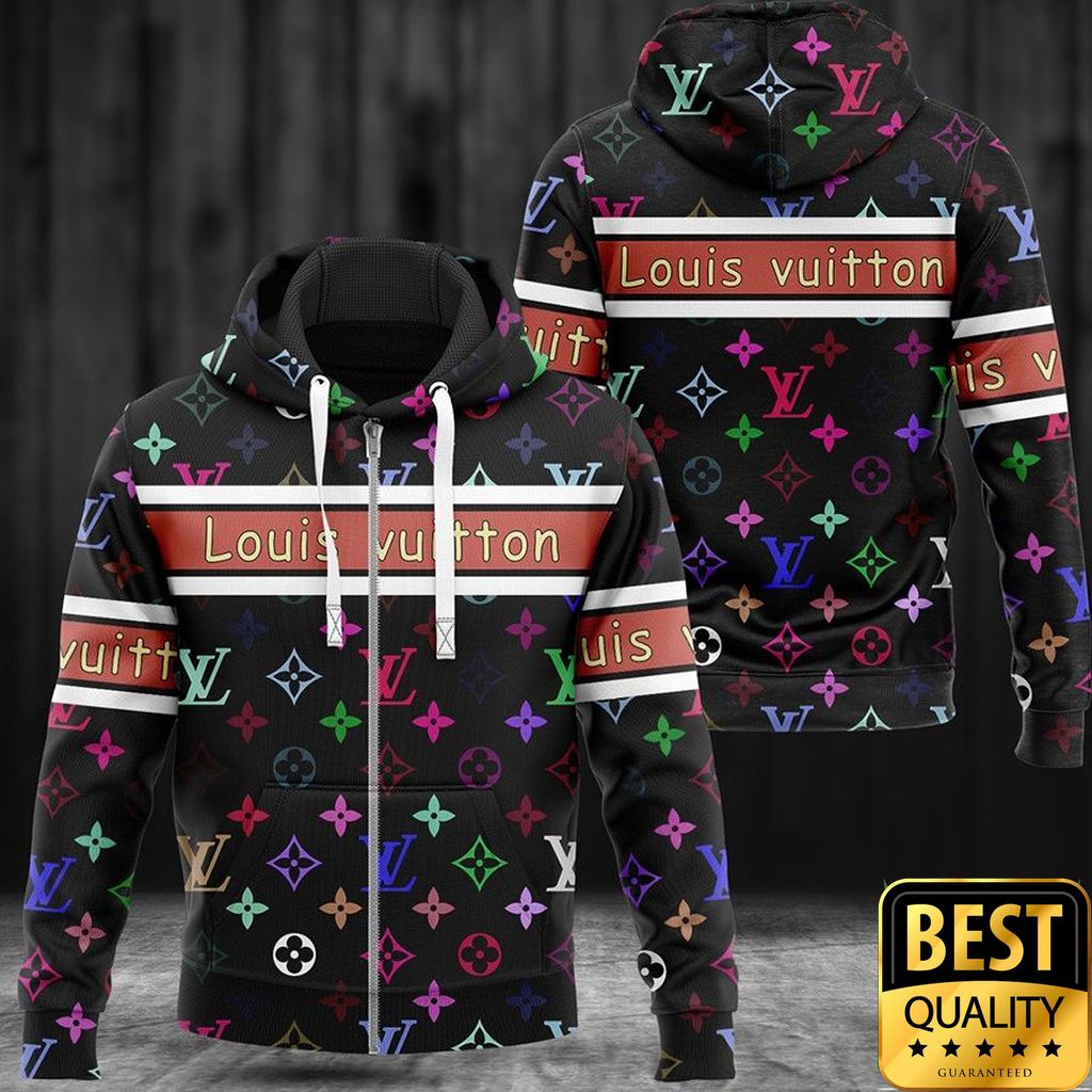 Luxury Louis Vuitton Black With Monogram Multicolore Pattern 3D Shirt And Pants 145 Luxury Louis Vuitton Black With Monogram Multicolore Pattern 3D Shirt And Pants 145
