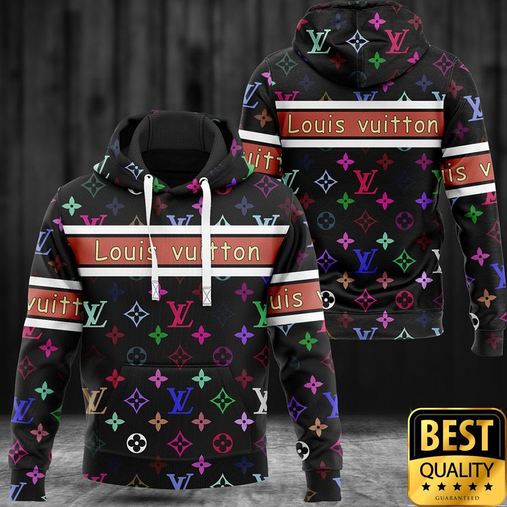 Luxury Louis Vuitton Black With Monogram Multicolore Pattern 3D Shirt And Pants 145 Luxury Louis Vuitton Black With Monogram Multicolore Pattern 3D Shirt And Pants 145