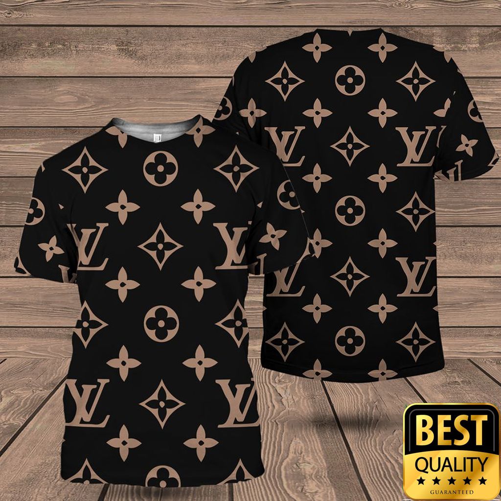 Luxury Louis Vuitton Black With Light Brown Monogram Canvas Pattern 3D Shirt And Pants 144 Luxury Louis Vuitton Black With Light Brown Monogram Canvas Pattern 3D Shirt And Pants 144