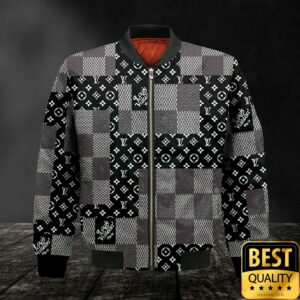 Luxury Louis Vuitton Black White Gray with Checkered Patten 3D Shirt and Pants 5