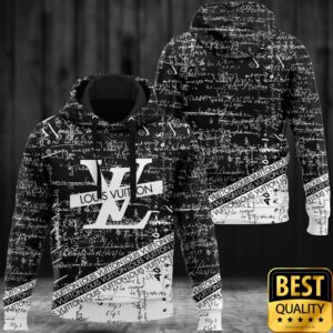 Luxury Louis Vuitton Black White with Brand Name Stripe 3D Shirt and Pants 2