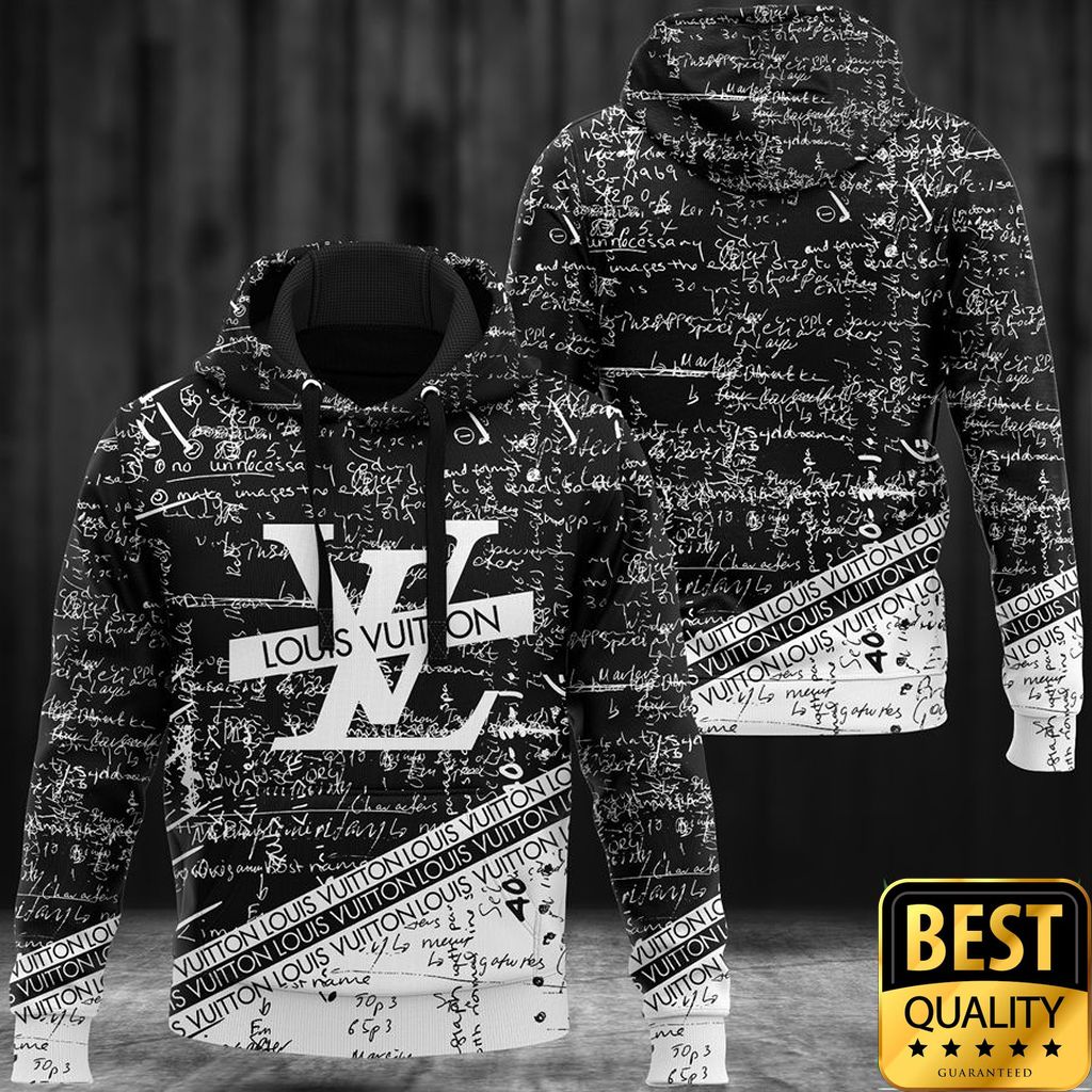 Luxury Louis Vuitton Black White With Brand Name Stripe 3D Shirt And Pants 142 Luxury Louis Vuitton Black White With Brand Name Stripe 3D Shirt And Pants 142