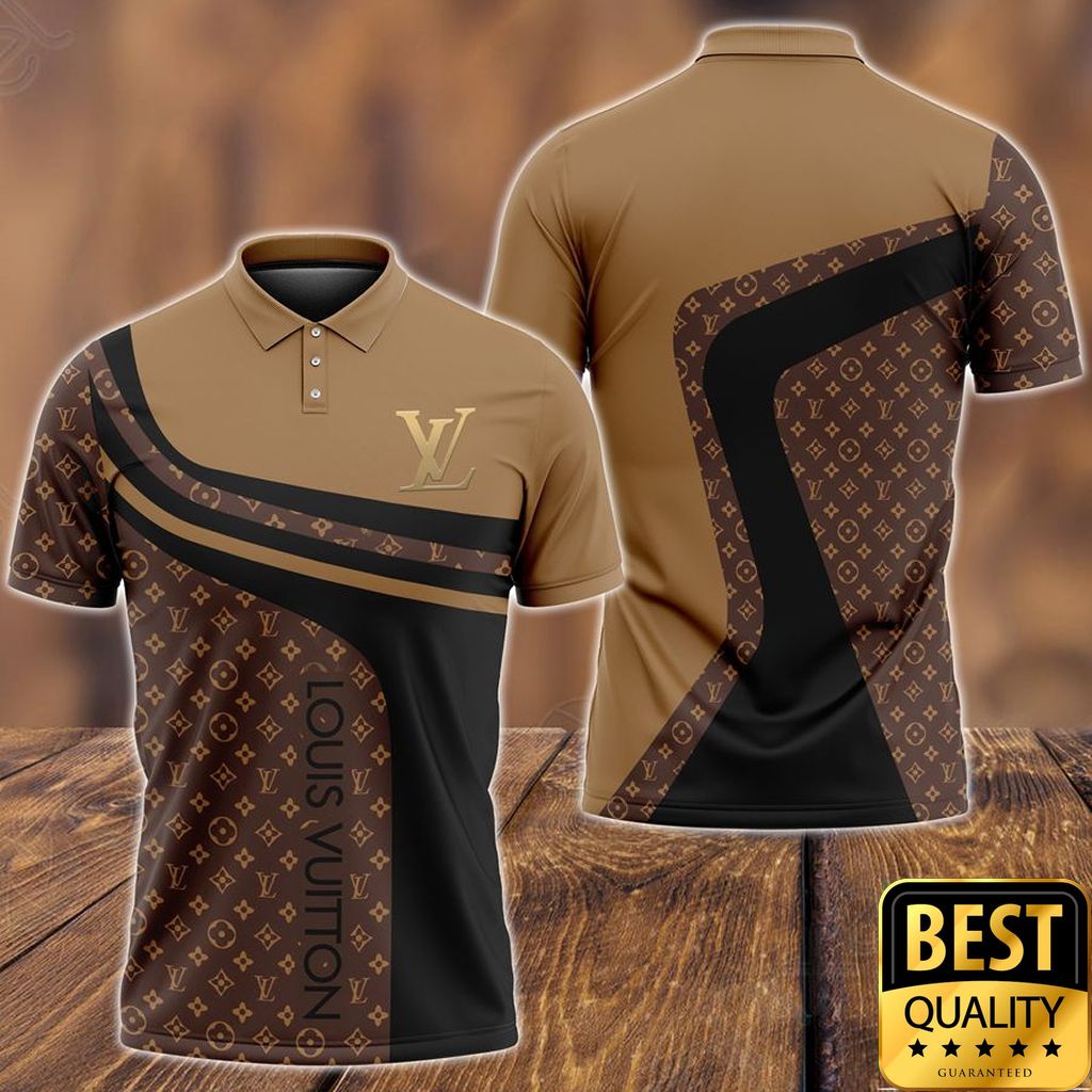 Luxury Louis Vuitton Black Dark Light Brown Curves Pattern 3D Shirt 140 Luxury Louis Vuitton Black Dark Light Brown Curves Pattern 3D Shirt 140