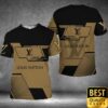 Luxury Louis Vuitton Black And Light Brown With Brand Name On Sleeves 3D Shirt 136