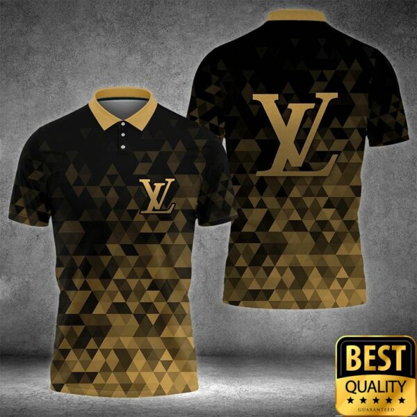 Luxury Louis Vuitton Black And Gold Color With Rectangle Pattern 3D Shirt 135