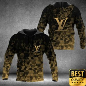 Luxury Louis Vuitton Black and Gold Color with Rectangle Pattern 3D Shirt 2