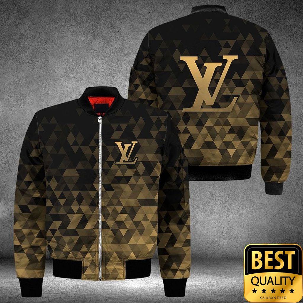 Luxury Louis Vuitton Black And Gold Color With Rectangle Pattern 3D Shirt 135 Luxury Louis Vuitton Black And Gold Color With Rectangle Pattern 3D Shirt 135