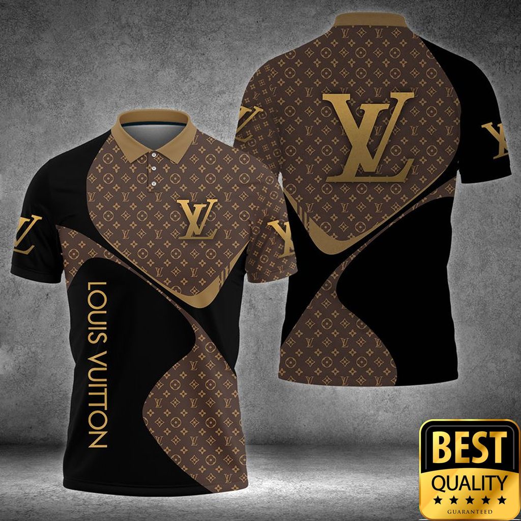 Luxury Louis Vuitton Black And Brown Monogram Vertical Brand Name 3D Shirt 134 Luxury Louis Vuitton Black And Brown Monogram Vertical Brand Name 3D Shirt 134